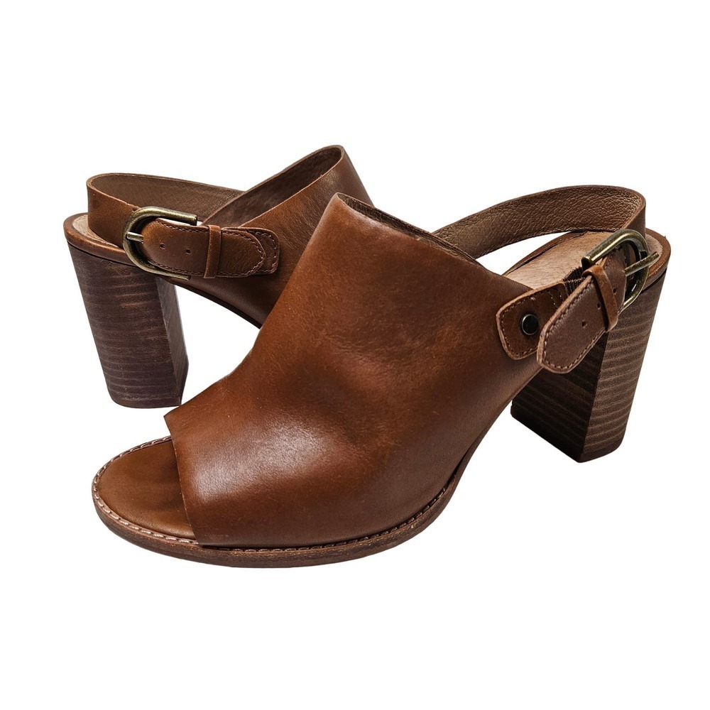 Madewell The Riley Convertible Slingback‎ Mule 8 Brown Leather Open Toe Heel